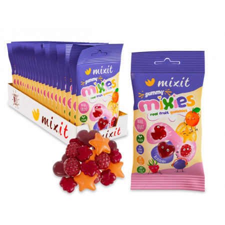 Ovocné Mixies - Malina Čučoriedka Pomaranč želé cukríky 35g