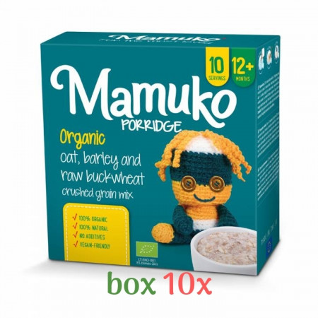 Mamuko bio detská kaša drvená zelená pohánka, jačmeň, ovos 240g