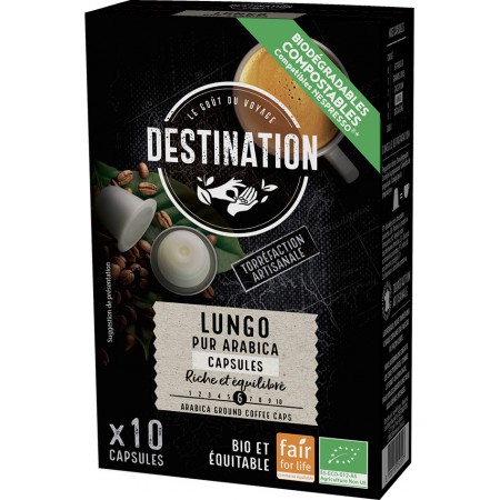 Bio kávové kapsule Lungo Destination 10 ks/55g