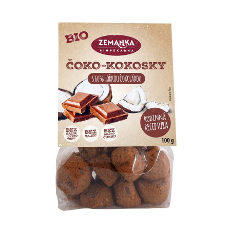 Bio čoko-kokosky s 60% horkou čokoládou BIO 100g