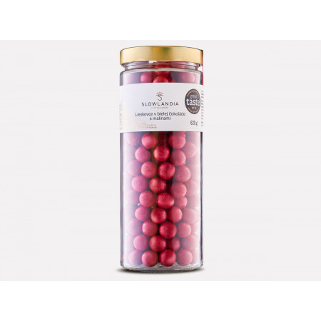 Lieskovce v bielej čokoláde s malinami 620g