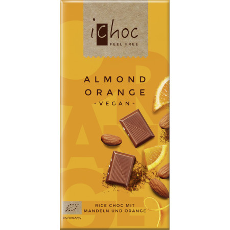 Bio vegan čokoláda mandle pomaranč iChoc 80 g