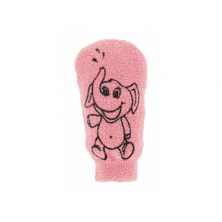 Förster's detská umývacia žinka - bavlna - veľká - s obrázkom sloníka, ružová