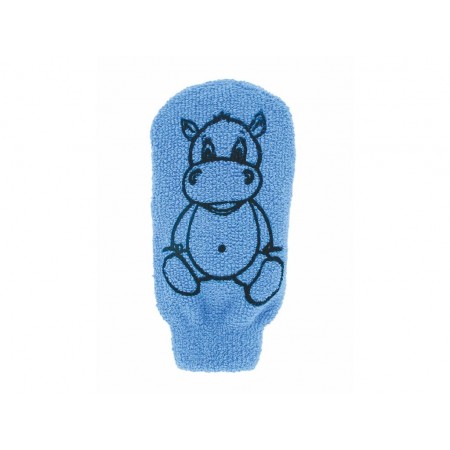 Förster's detská umývacia žinka - bavlna - veľká - s obrázkom hrošíka, modrá
