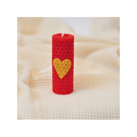Vosková sviečka točená červená + srdce 8x3cm