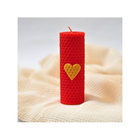 Vosková sviečka točená žlto-červená srdce 12x4,5cm