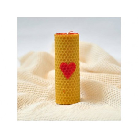 Vosková sviečka točená červeno-žltá srdce 12x4,5cm