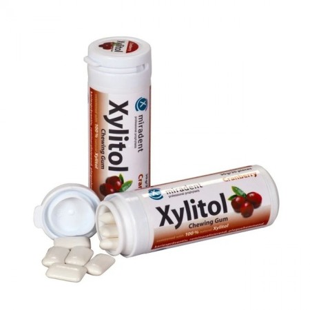 Miradent Xylitol žuvačky - Brusnica 30 ks